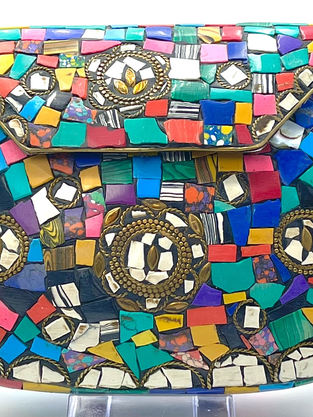 Multicolor Mosaic Embellished Women’s Clutch